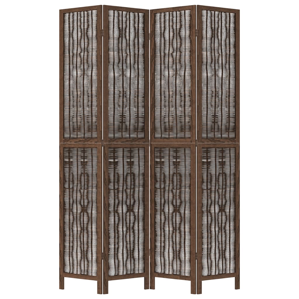 vidaXL Room Divider 4 Panels Dark Brown Solid Wood Paulownia