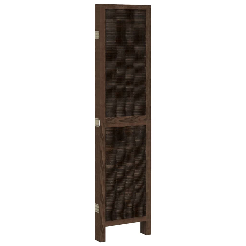 vidaXL Room Divider 5 Panels Dark Brown Solid Wood Paulownia