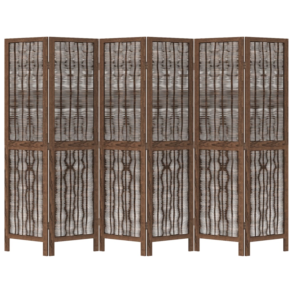 vidaXL Room Divider 6 Panels Dark Brown Solid Wood Paulownia