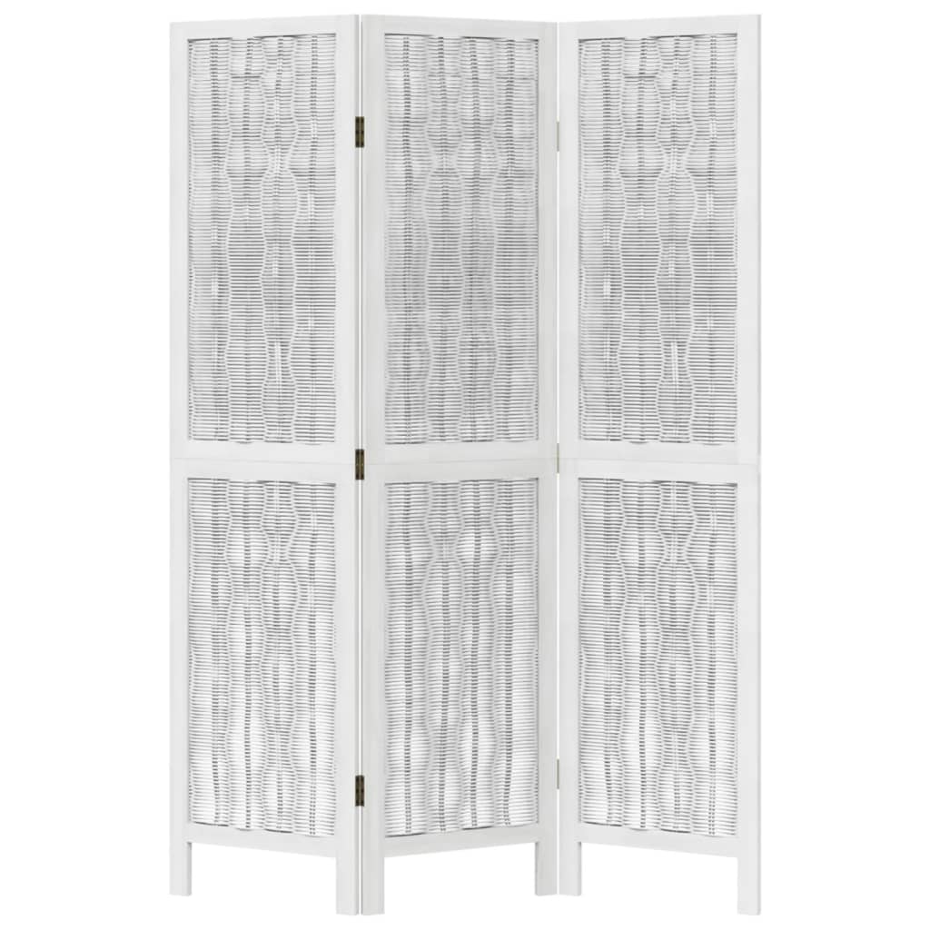 vidaXL Room Divider 3 Panels White Solid Wood Paulownia