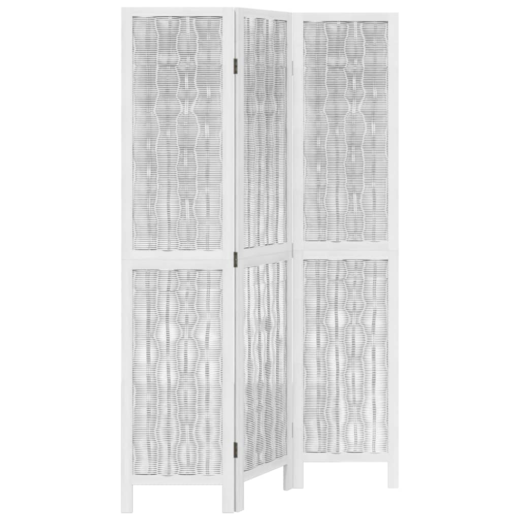 vidaXL Room Divider 3 Panels White Solid Wood Paulownia