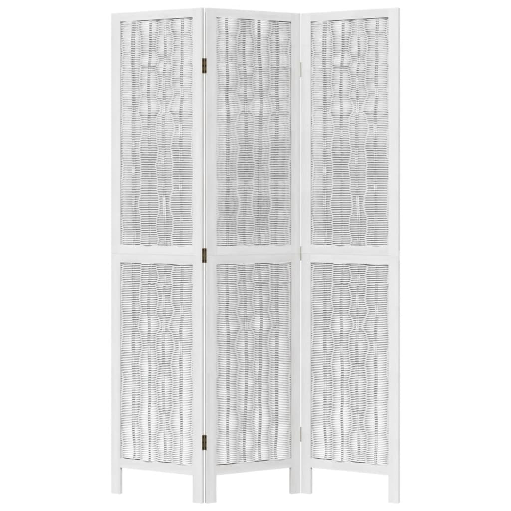 vidaXL Room Divider 3 Panels White Solid Wood Paulownia