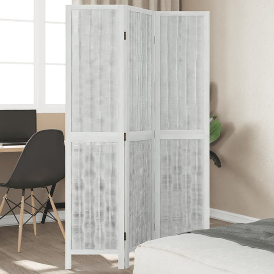 vidaXL Room Divider 3 Panels White Solid Wood Paulownia