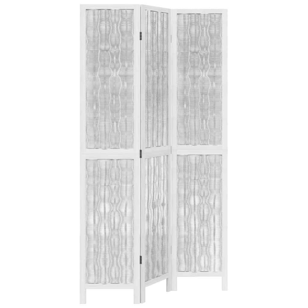 vidaXL Room Divider 3 Panels White Solid Wood Paulownia