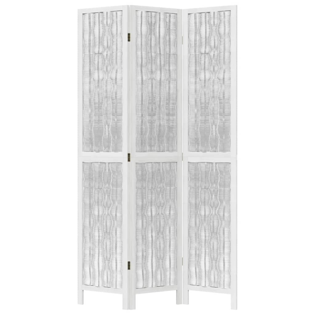 vidaXL Room Divider 3 Panels White Solid Wood Paulownia