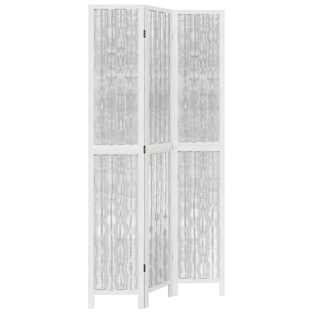 vidaXL Room Divider 3 Panels White Solid Wood Paulownia