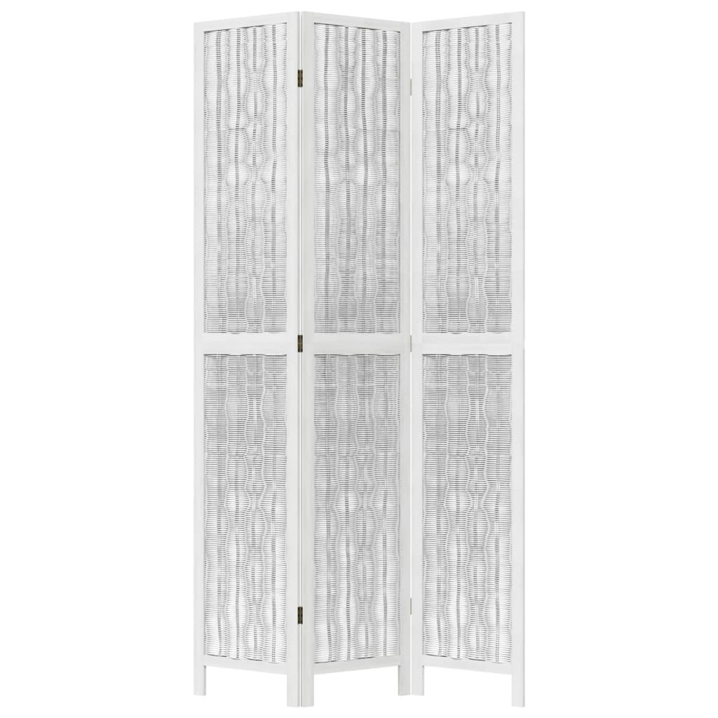 vidaXL Room Divider 3 Panels White Solid Wood Paulownia