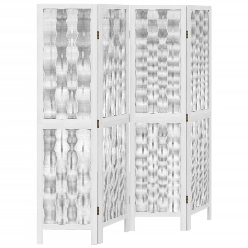 vidaXL Room Divider 4 Panels White Solid Wood Paulownia