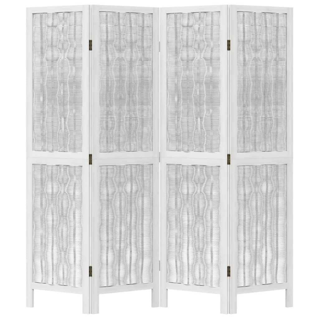 vidaXL Room Divider 4 Panels White Solid Wood Paulownia