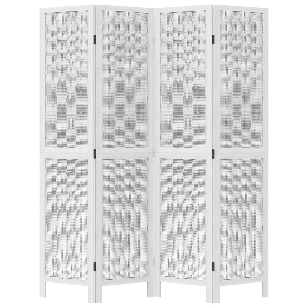 vidaXL Room Divider 4 Panels White Solid Wood Paulownia