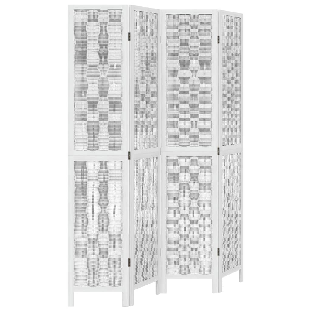 vidaXL Room Divider 4 Panels White Solid Wood Paulownia