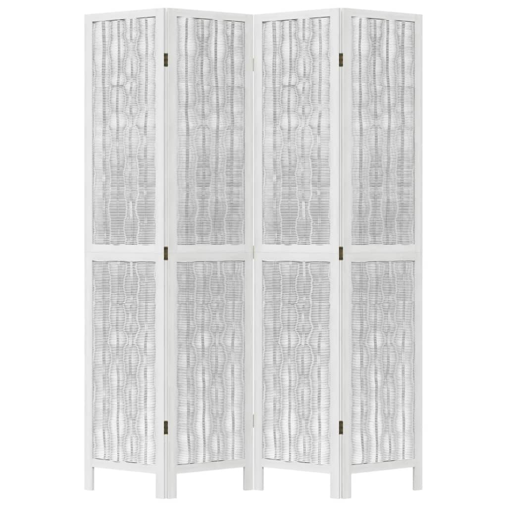 vidaXL Room Divider 4 Panels White Solid Wood Paulownia