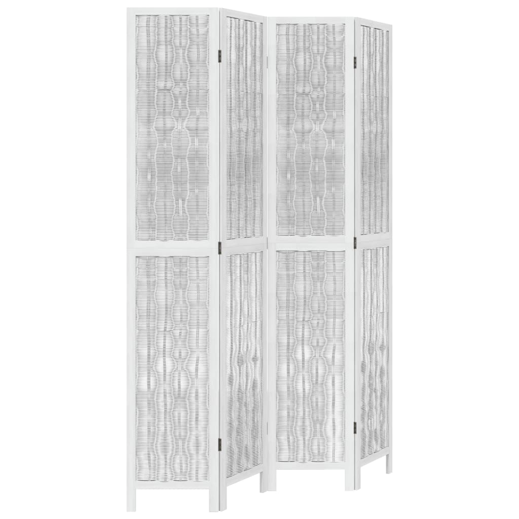 vidaXL Room Divider 4 Panels White Solid Wood Paulownia