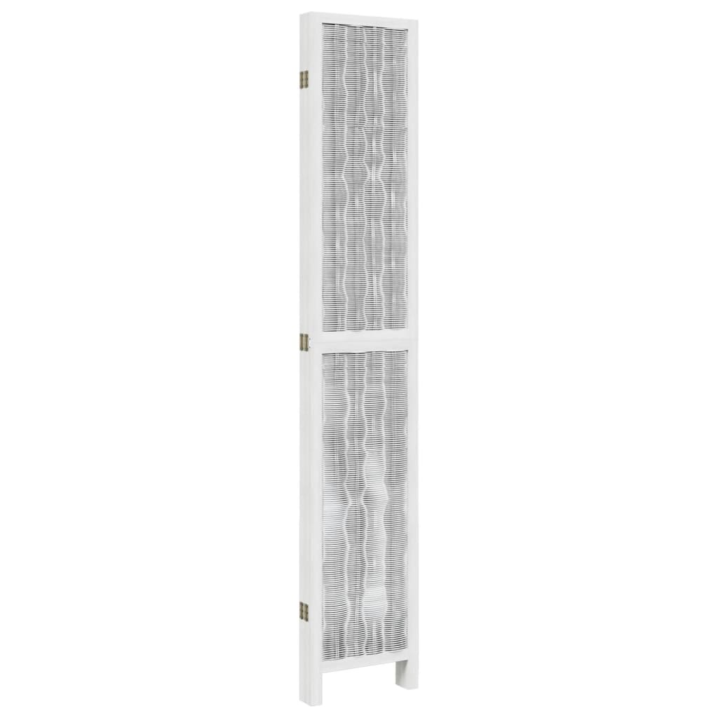 vidaXL Room Divider 5 Panels White Solid Wood Paulownia