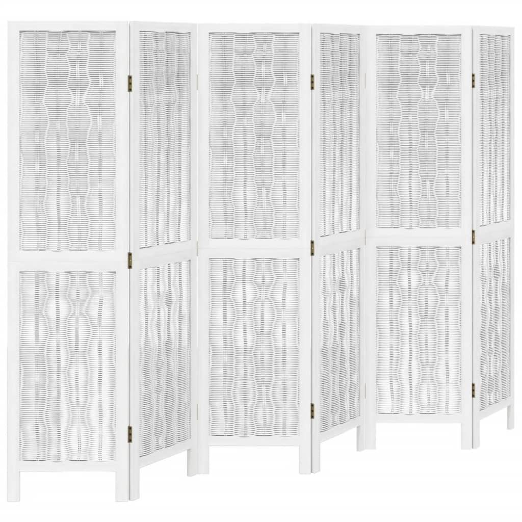 vidaXL Room Divider 6 Panels White Solid Wood Paulownia