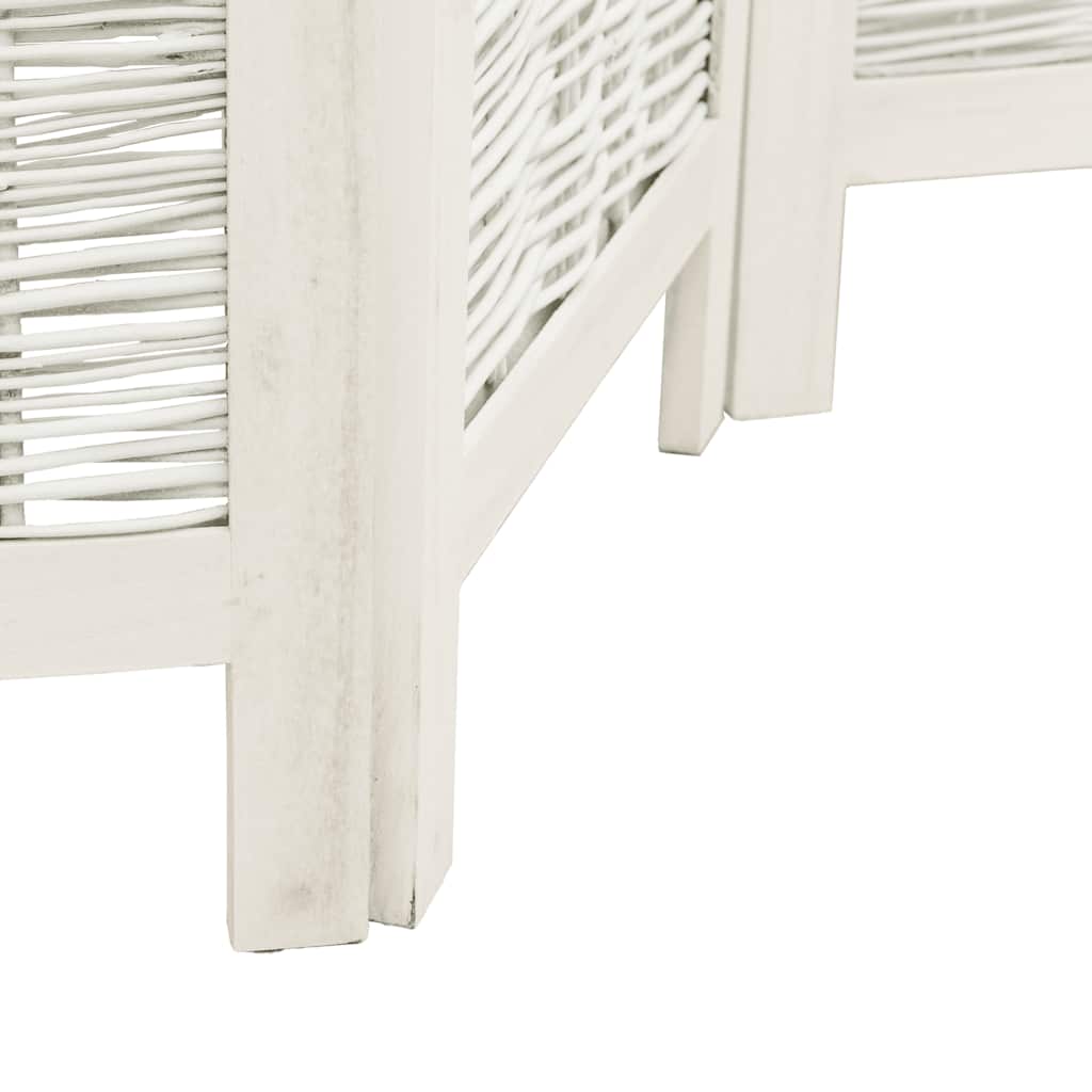 Room Divider 6 Panels White Solid Wood Paulownia