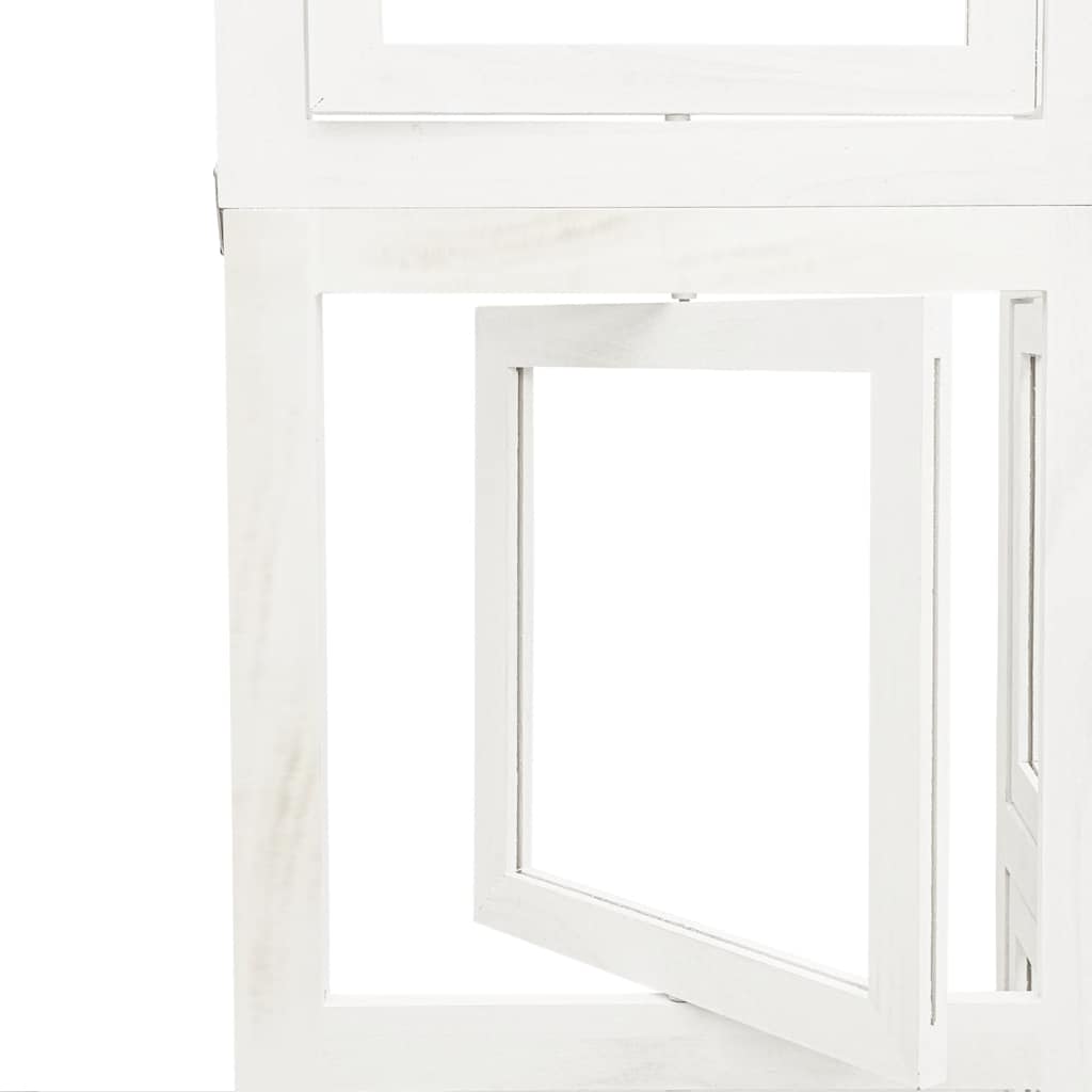 Room Divider 3 Panels White Solid Wood Paulownia