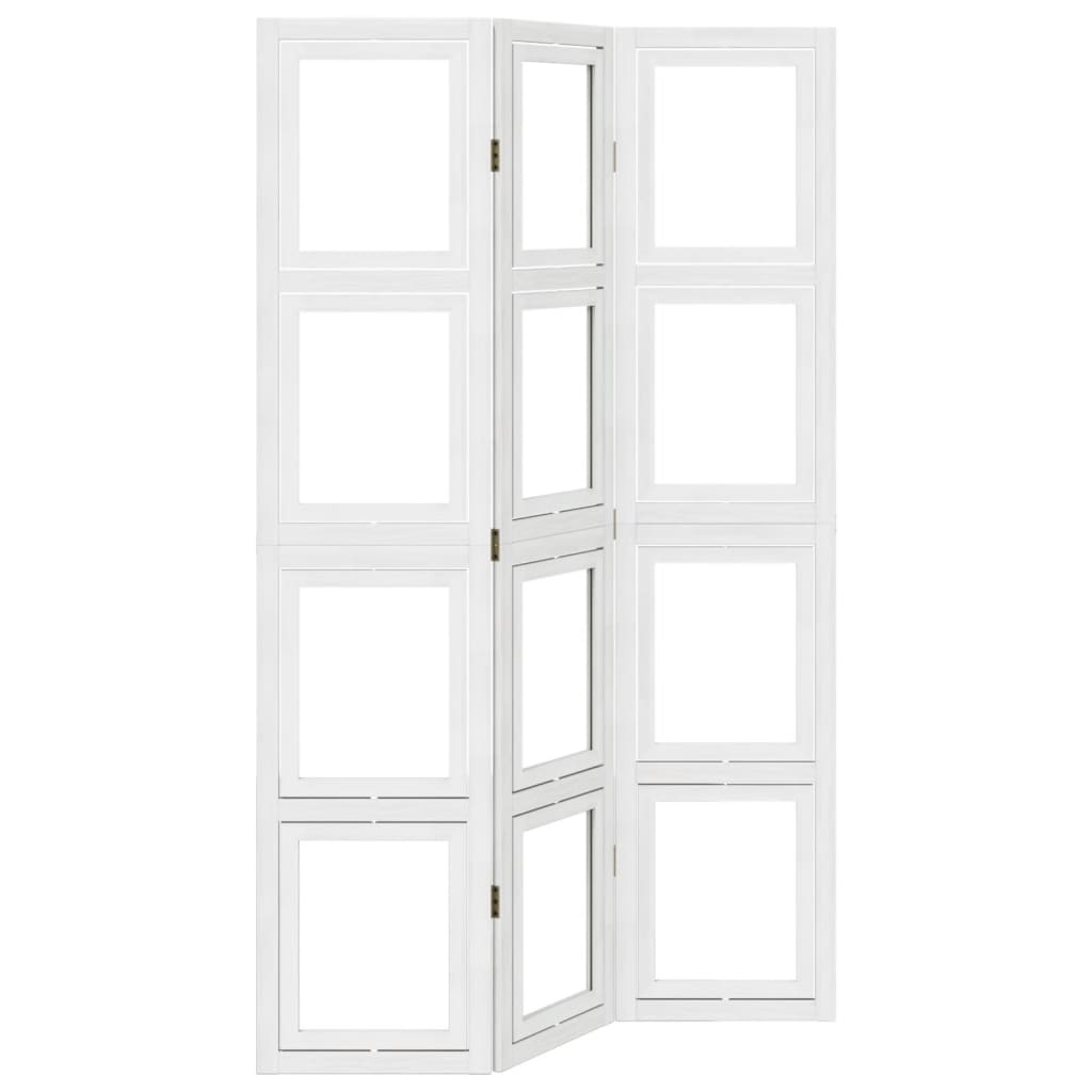 vidaXL Room Divider 3 Panels White Solid Wood Paulownia