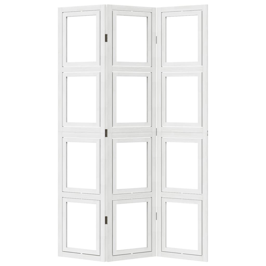 vidaXL Room Divider 3 Panels White Solid Wood Paulownia