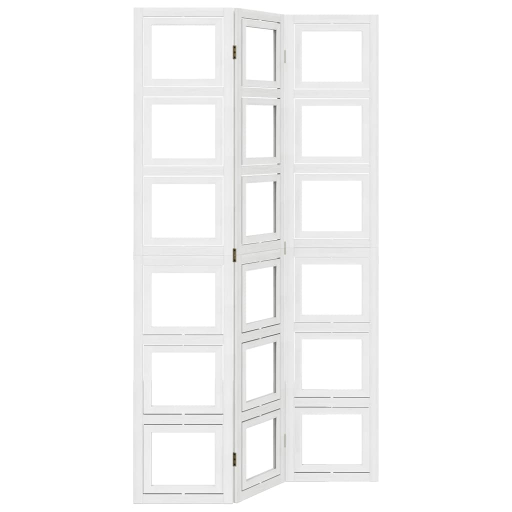 vidaXL Room Divider 3 Panels White Solid Wood Paulownia