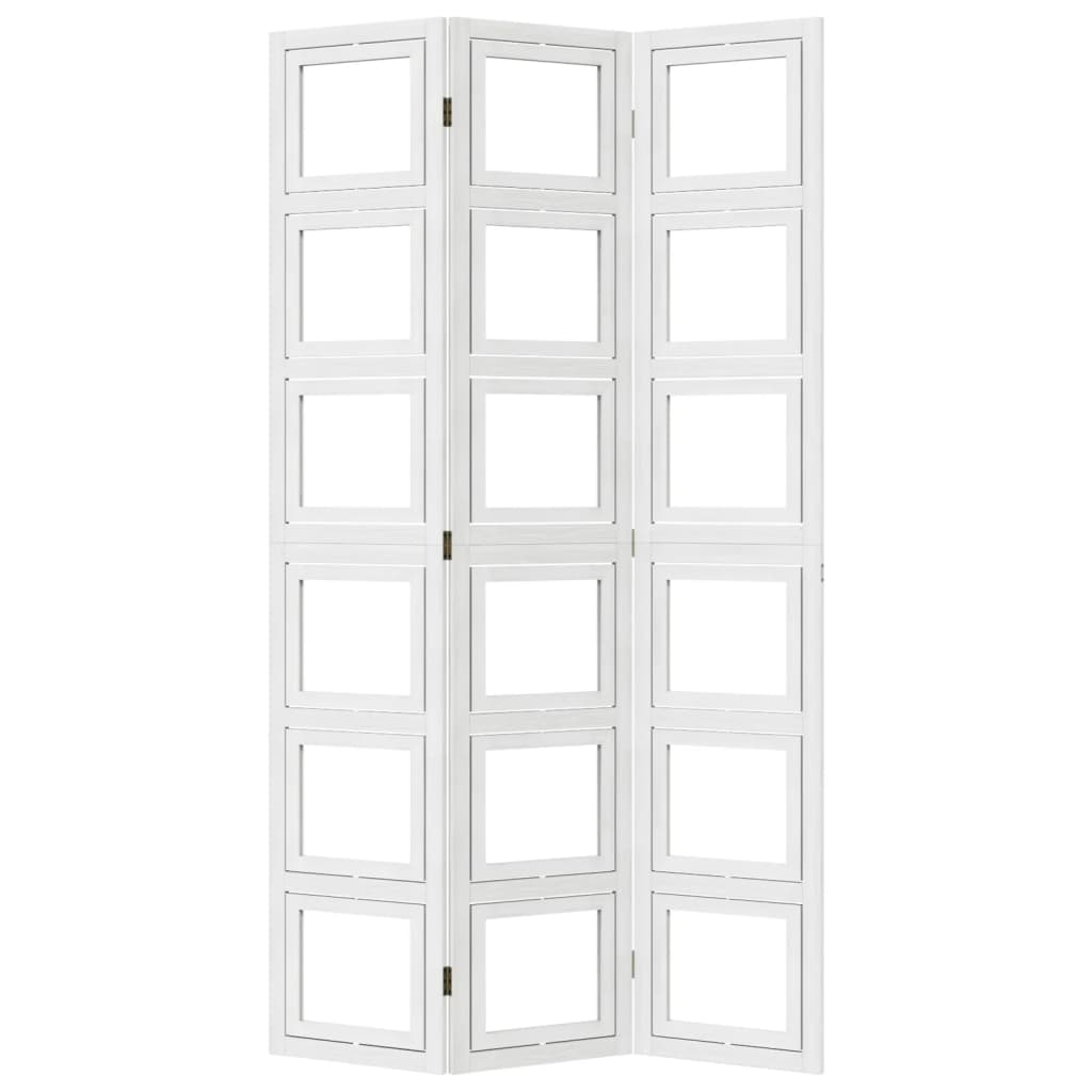 vidaXL Room Divider 3 Panels White Solid Wood Paulownia