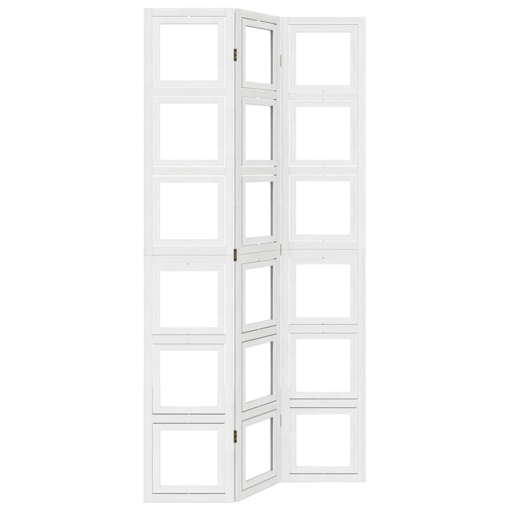 vidaXL Room Divider 3 Panels White Solid Wood Paulownia