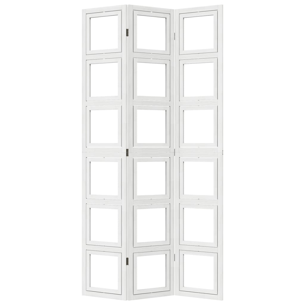 vidaXL Room Divider 3 Panels White Solid Wood Paulownia