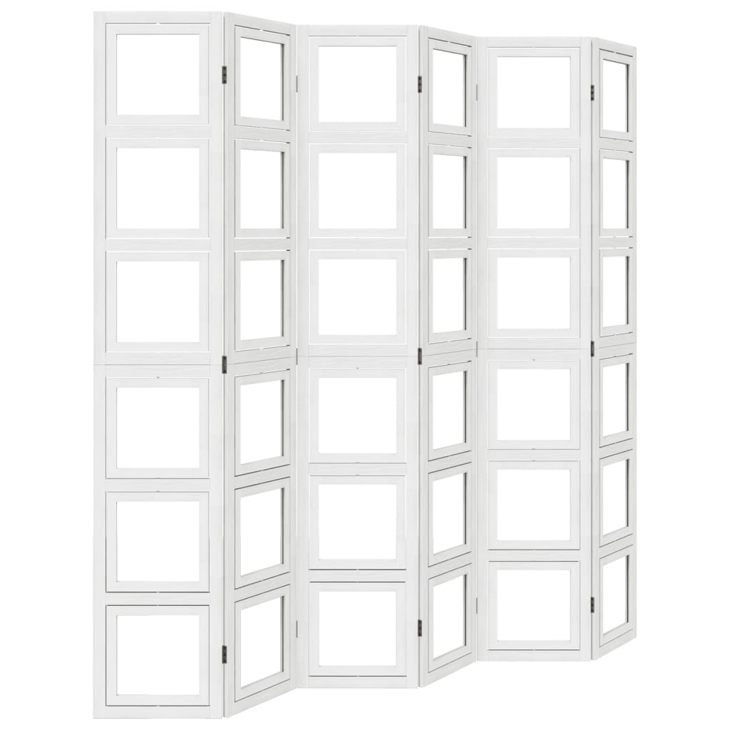 vidaXL Room Divider 6 Panels White Solid Wood Paulownia