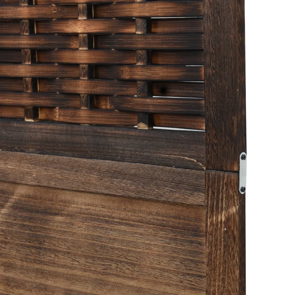 Room Divider 3 Panels Dark Brown Solid Wood Paulownia