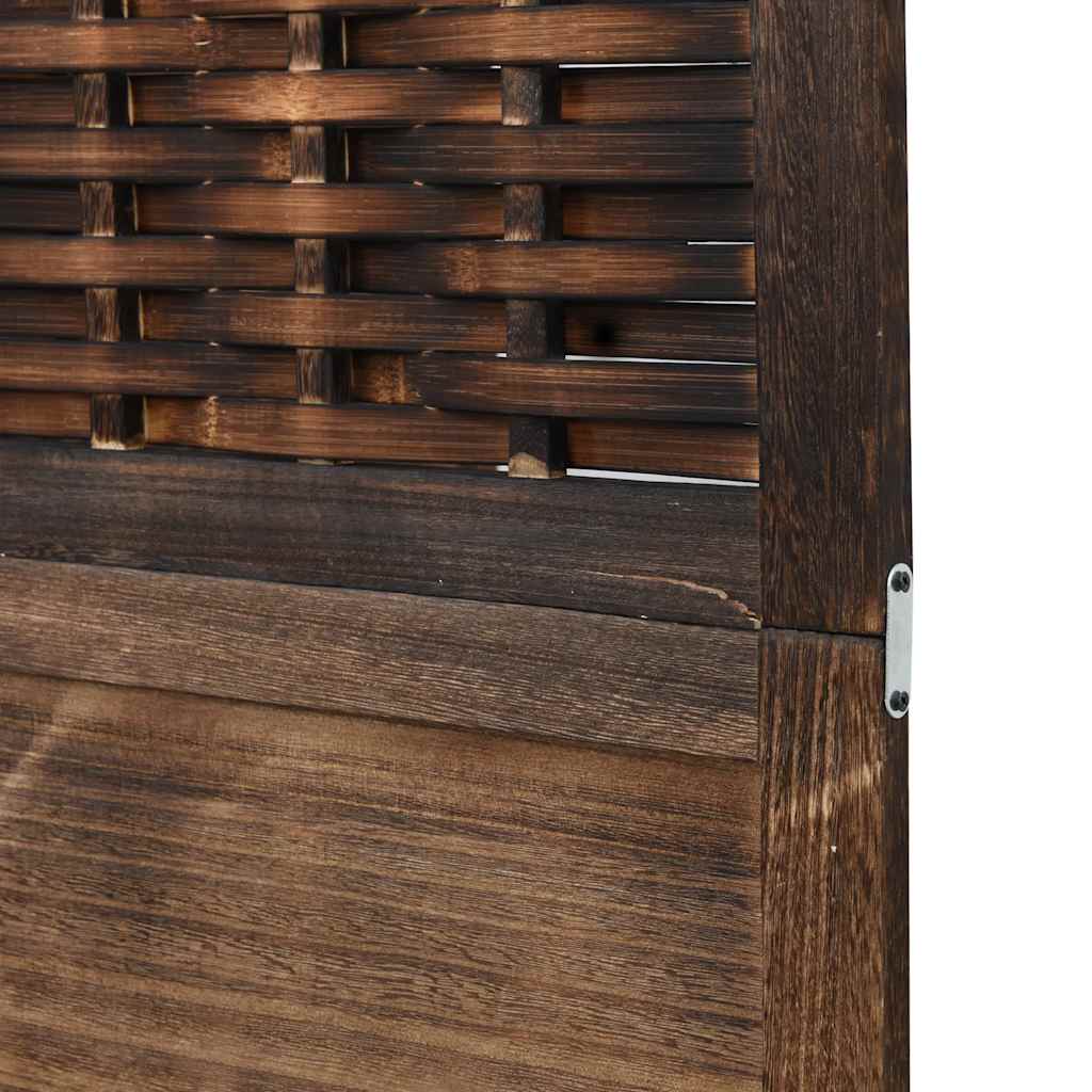 Room Divider 4 Panels Dark Brown Solid Wood Paulownia