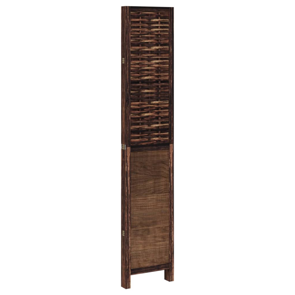 vidaXL Room Divider 4 Panels Dark Brown Solid Wood Paulownia