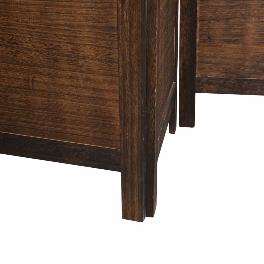 Room Divider 4 Panels Dark Brown Solid Wood Paulownia
