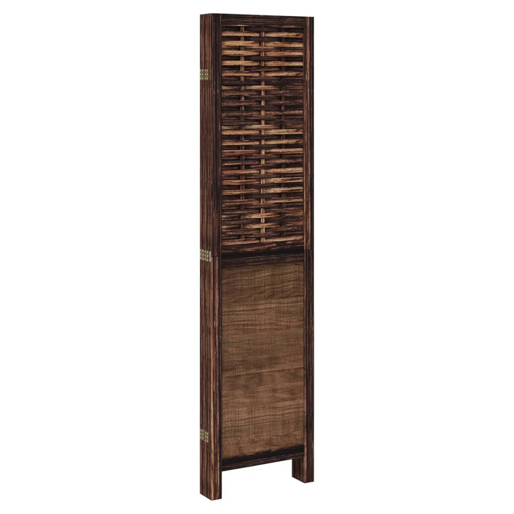 vidaXL Room Divider 5 Panels Dark Brown Solid Wood Paulownia