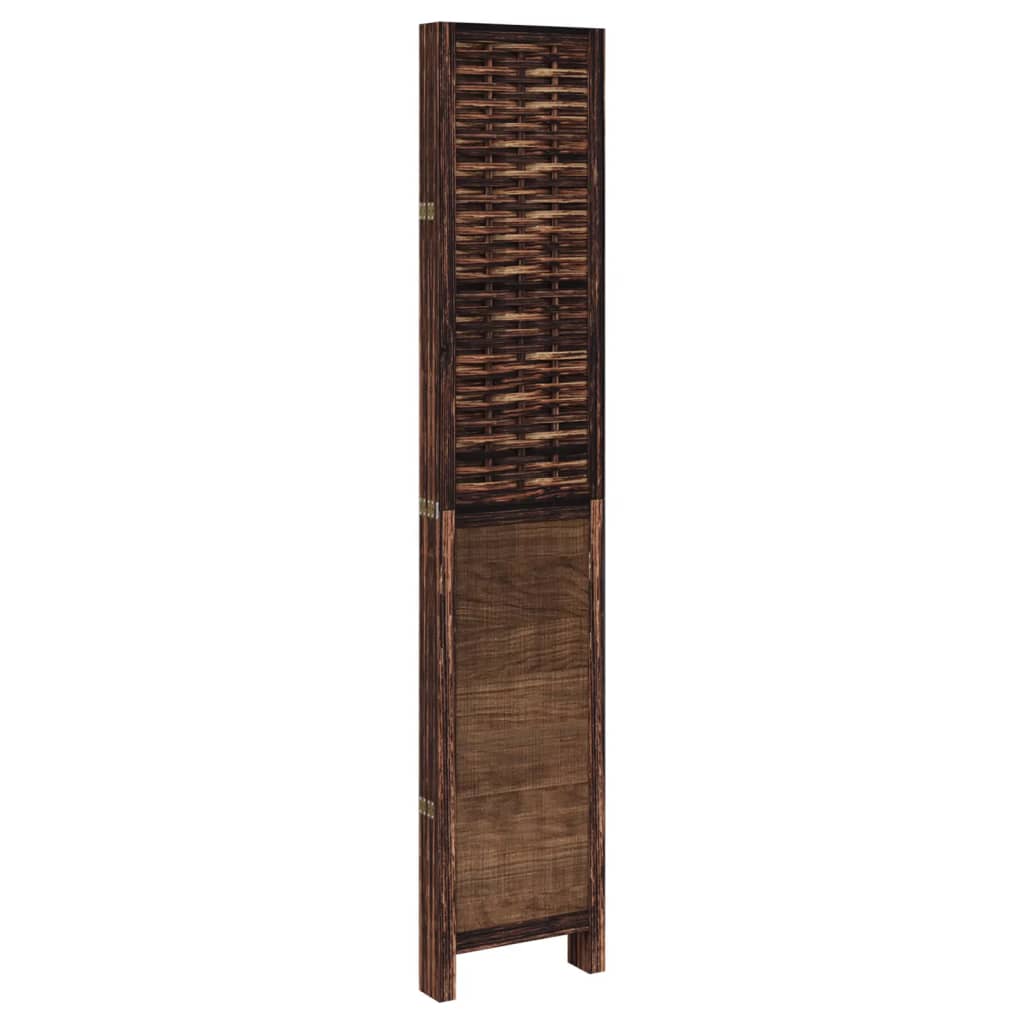 vidaXL Room Divider 5 Panels Dark Brown Solid Wood Paulownia