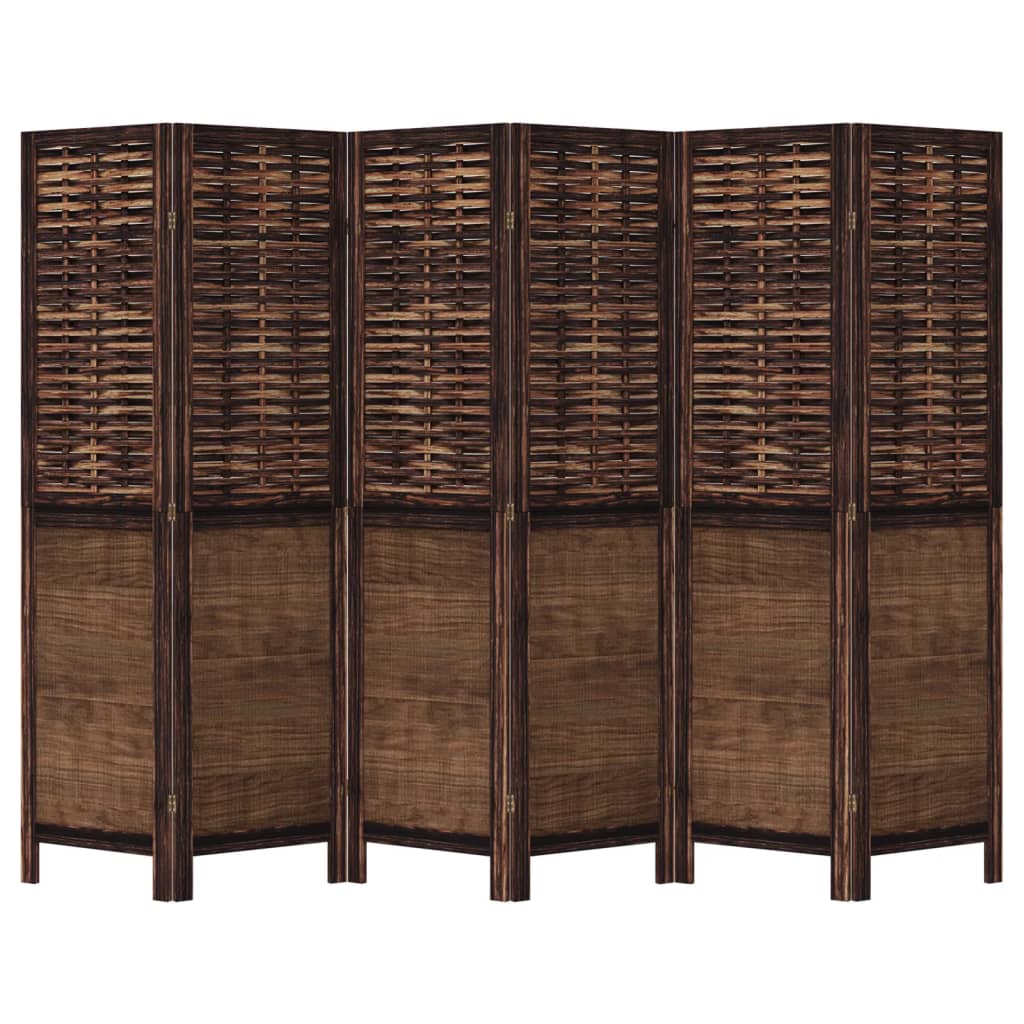 vidaXL Room Divider 6 Panels Dark Brown Solid Wood Paulownia