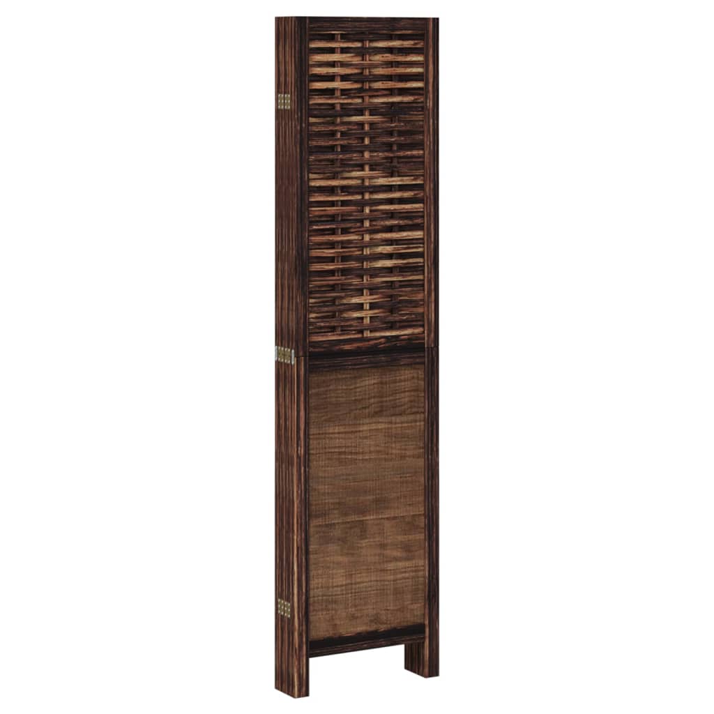 vidaXL Room Divider 6 Panels Dark Brown Solid Wood Paulownia