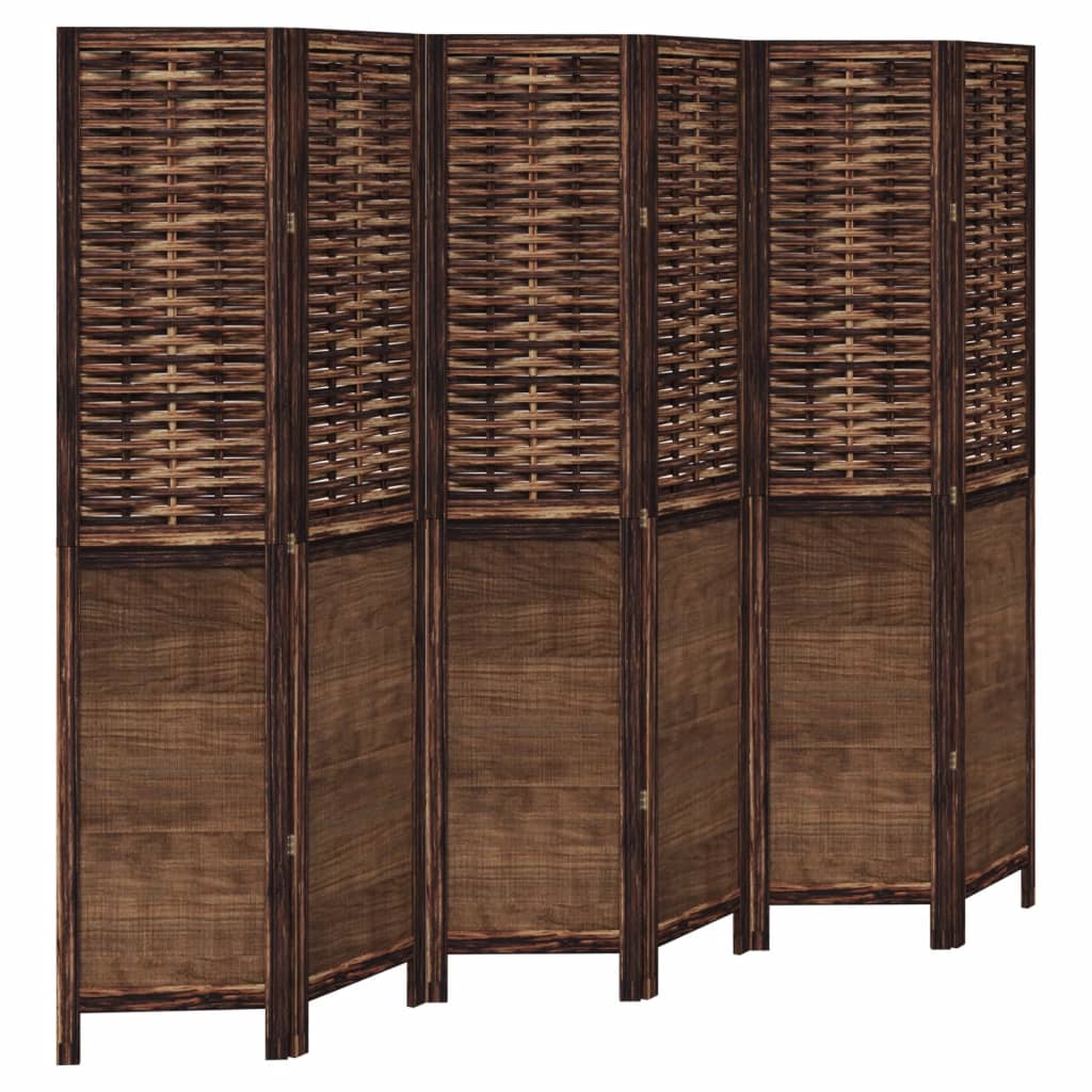 vidaXL Room Divider 6 Panels Dark Brown Solid Wood Paulownia