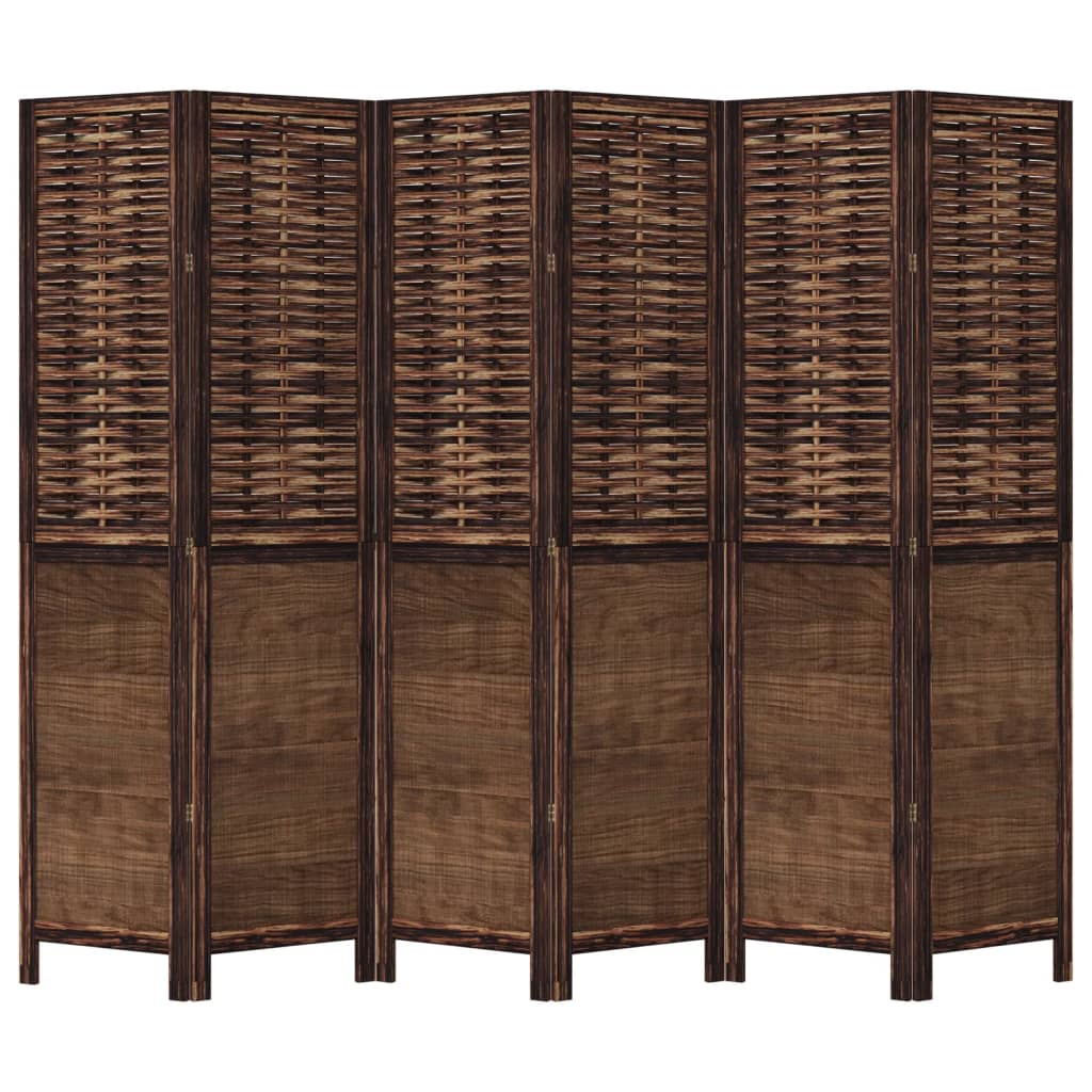 vidaXL Room Divider 6 Panels Dark Brown Solid Wood Paulownia