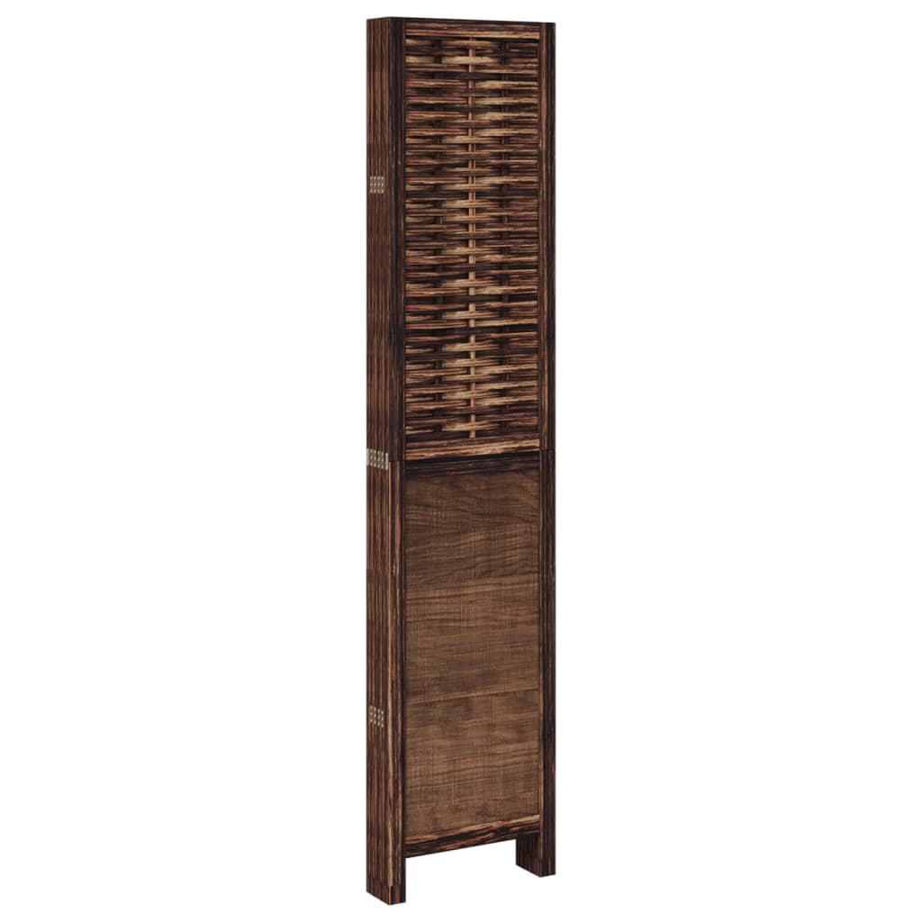 vidaXL Room Divider 6 Panels Dark Brown Solid Wood Paulownia