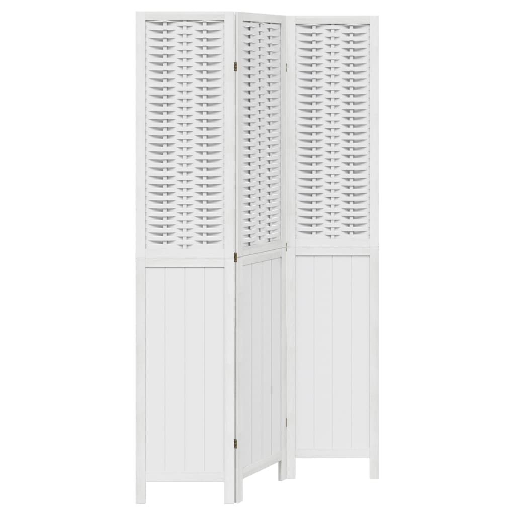 vidaXL Room Divider 3 Panels White Solid Wood Paulownia