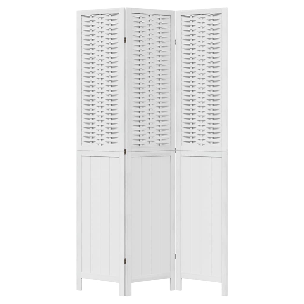 vidaXL Room Divider 3 Panels White Solid Wood Paulownia