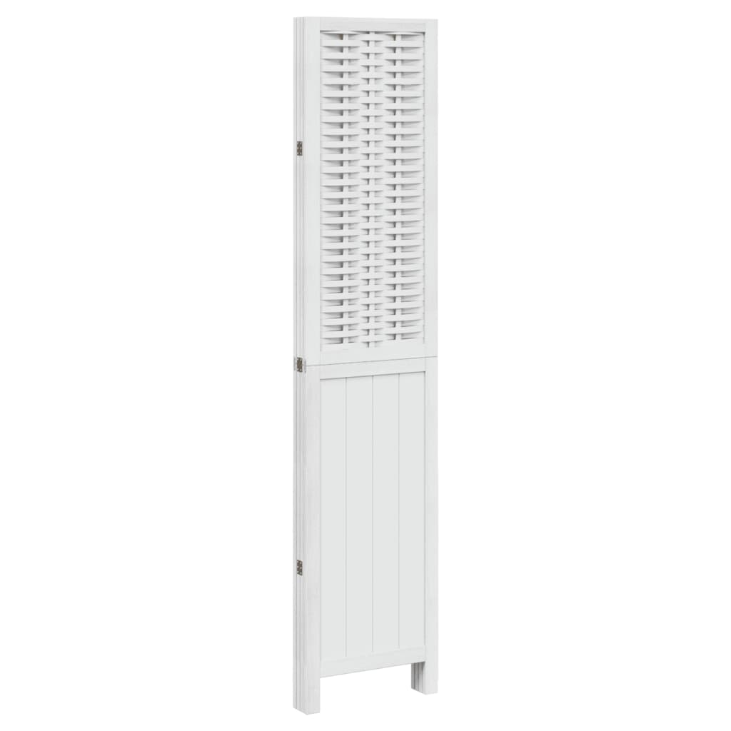 vidaXL Room Divider 4 Panels White Solid Wood Paulownia