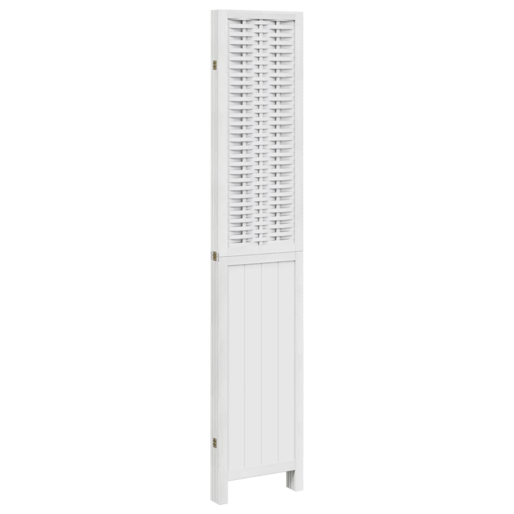 vidaXL Room Divider 4 Panels White Solid Wood Paulownia