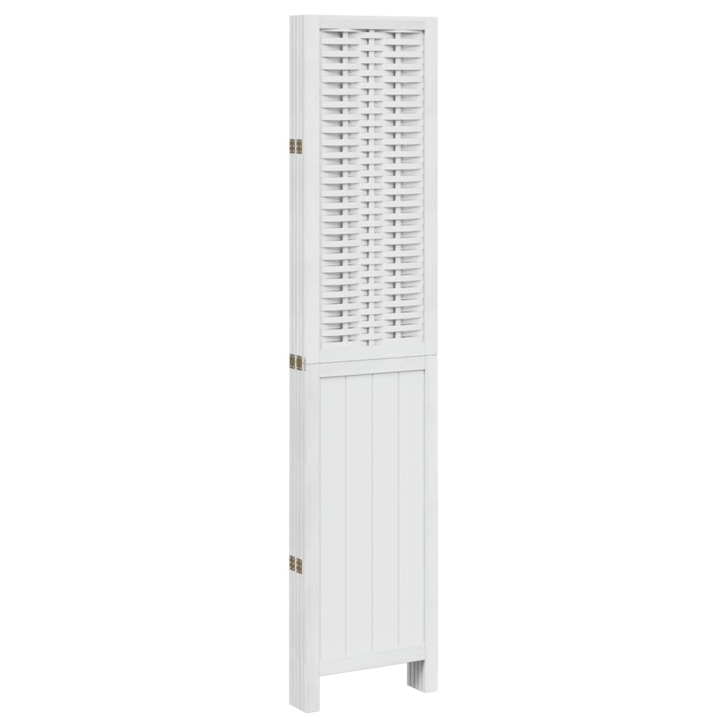 vidaXL Room Divider 5 Panels White Solid Wood Paulownia