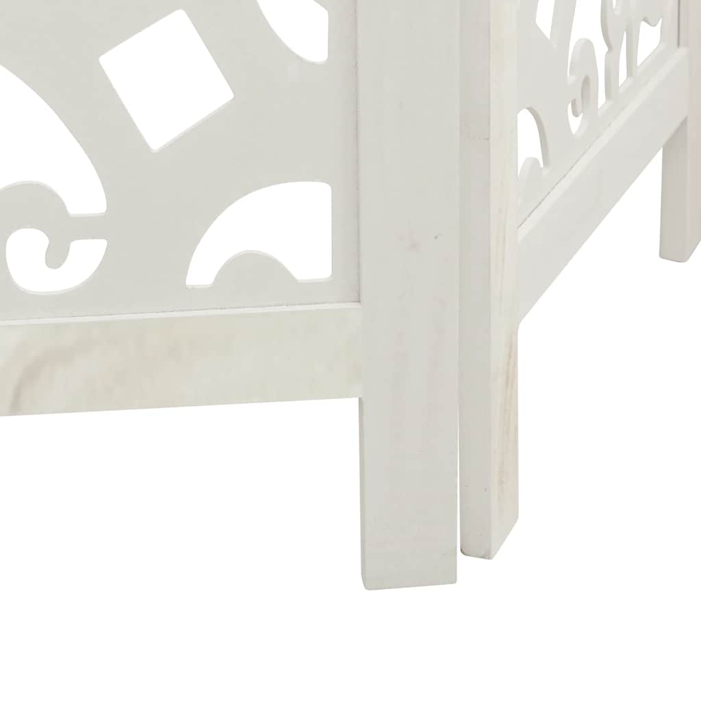 Room Divider 3 Panels White Solid Wood Paulownia