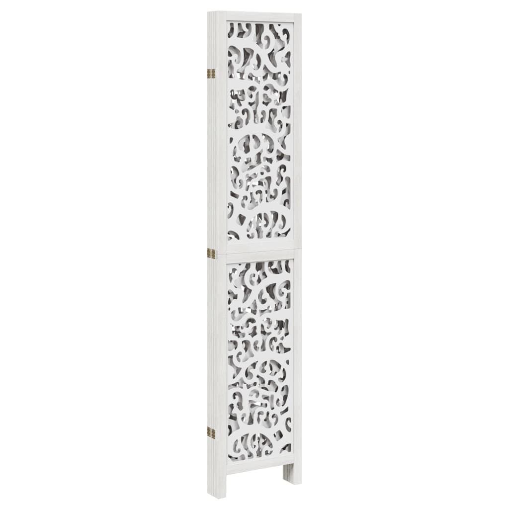 vidaXL Room Divider 5 Panels White Solid Wood Paulownia