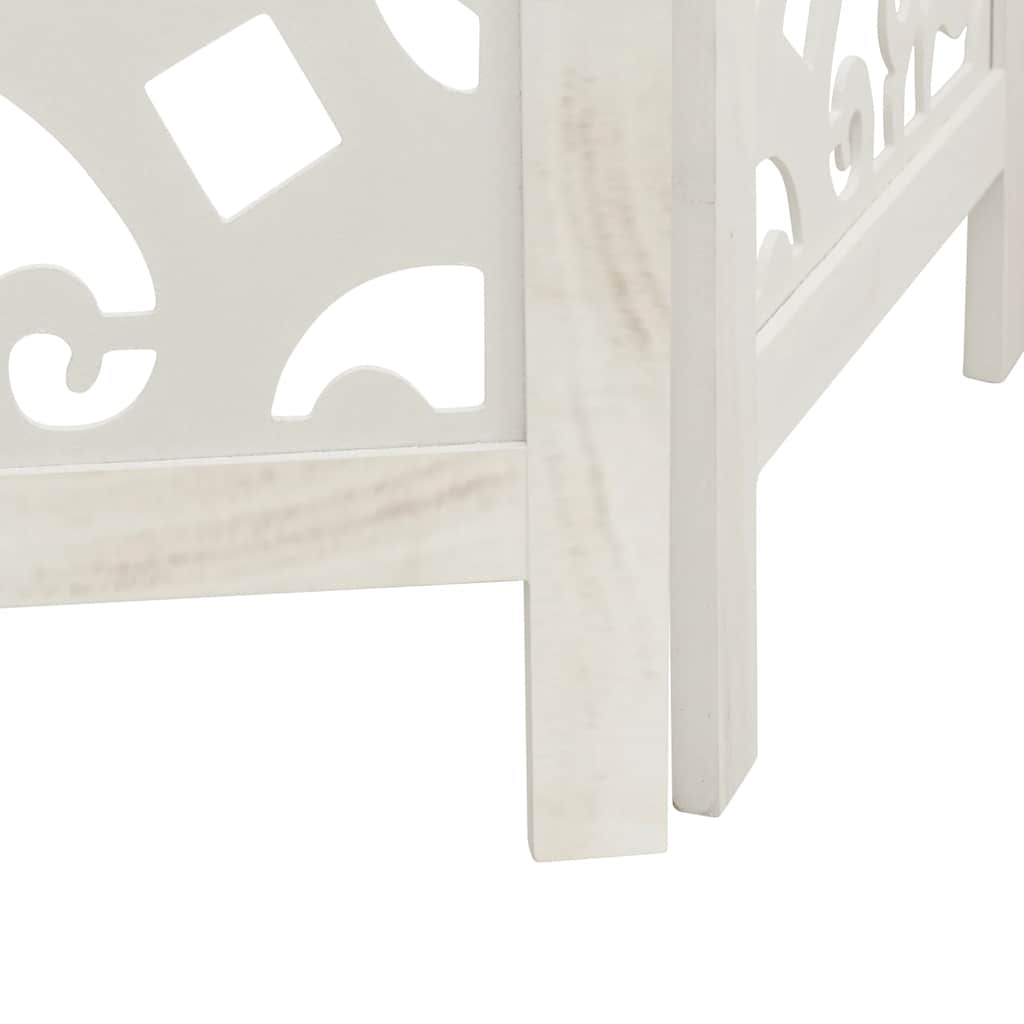 Room Divider 6 Panels White Solid Wood Paulownia