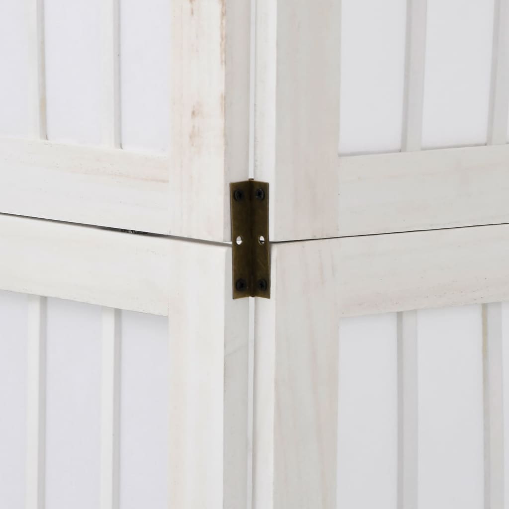 Room Divider 3 Panels White Solid Wood Paulownia