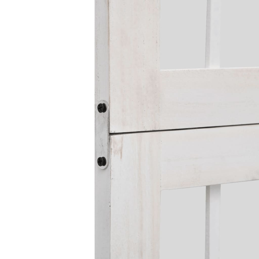 Room Divider 4 Panels White Solid Wood Paulownia