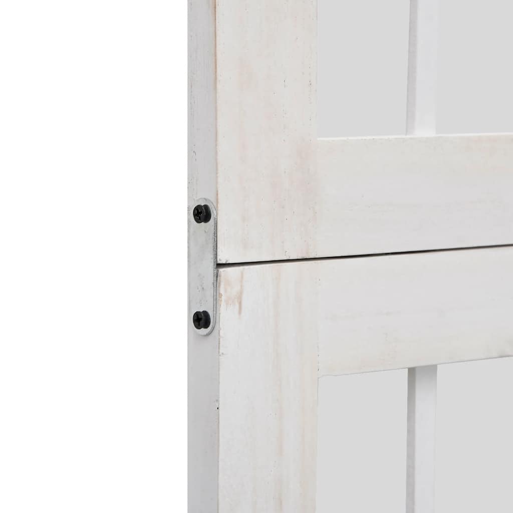 Room Divider 4 Panels White Solid Wood Paulownia